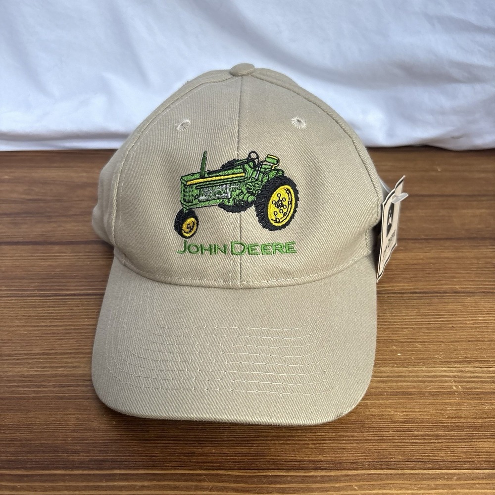 John Deere Tractor Hat Cap Tan Toppers One Size Adjustable NWT